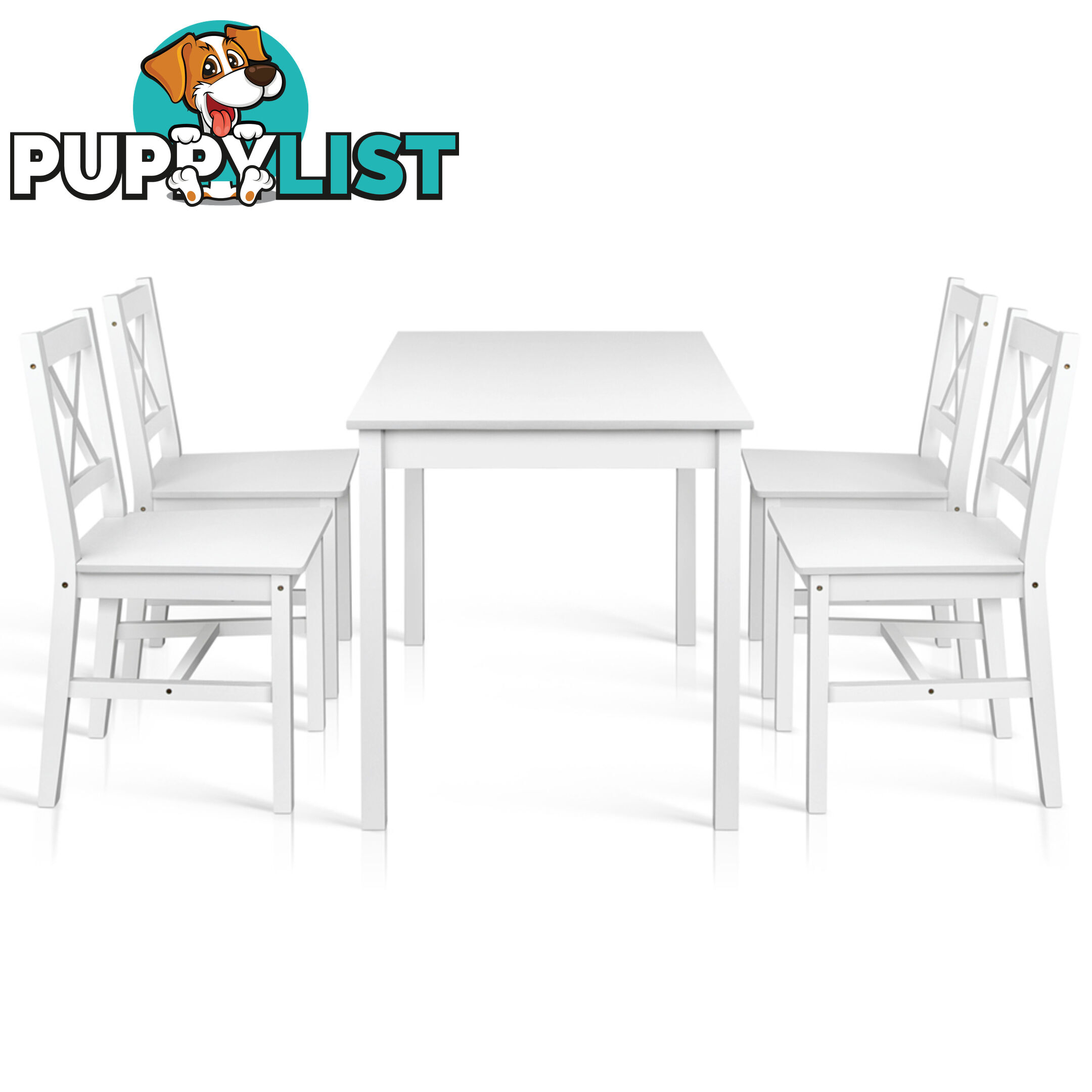 Pine Wood Dining Table Chairs Set Kitchen Cafe 5PCS 4 Seater Wooden Rectangular