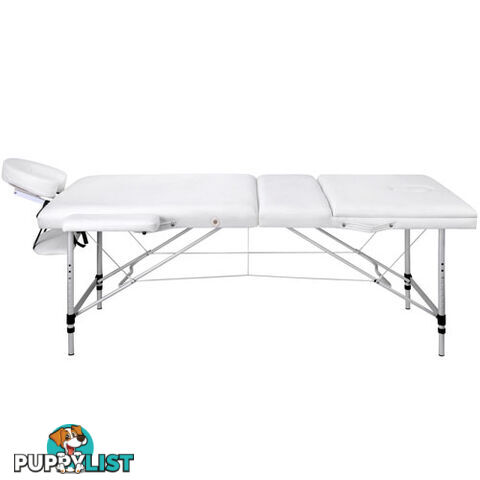 Portable Aluminium 3 Fold Massage Table Beauty Chair Bed Treatment White 75cm