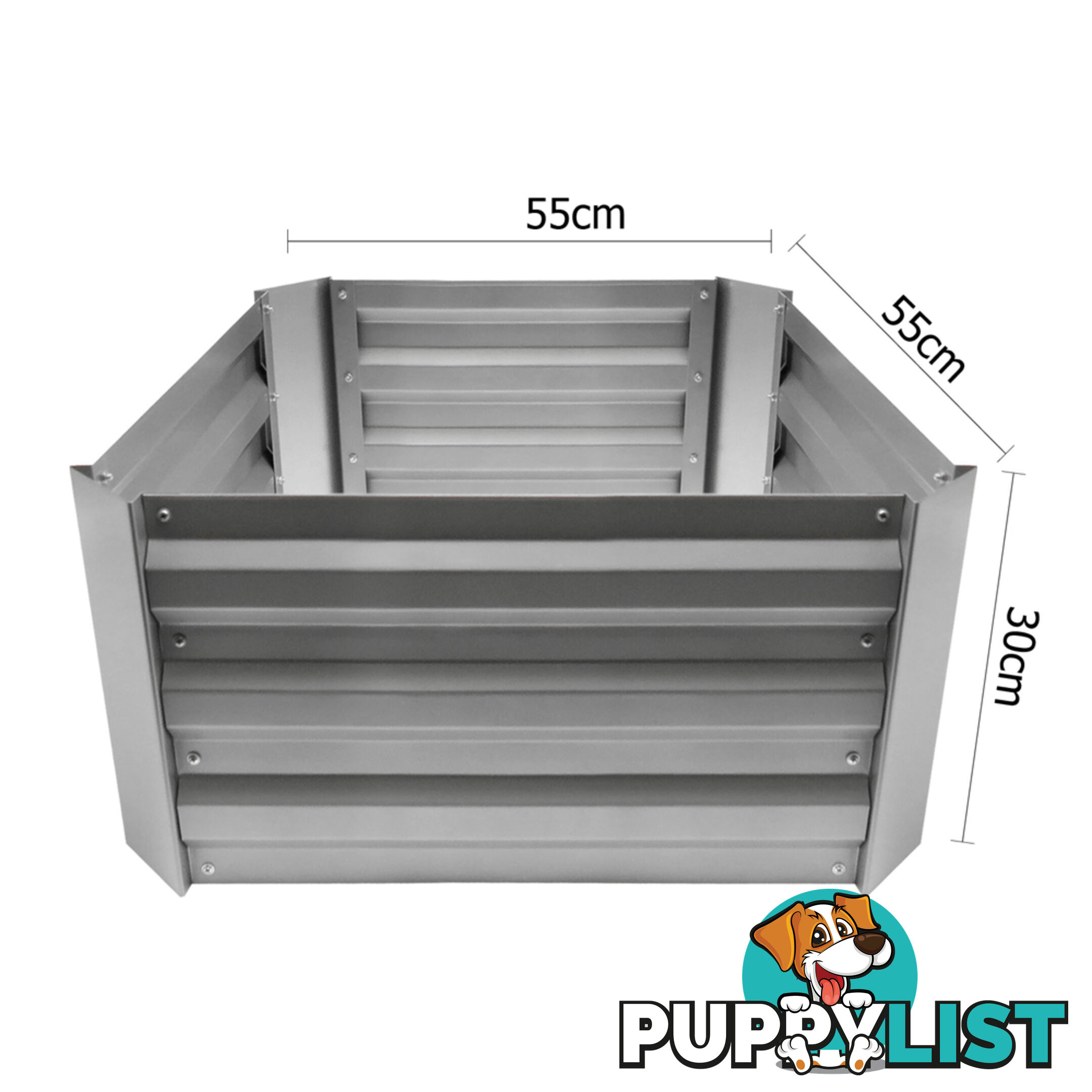 Galvanised Raised Garden Bed 55 x 55cm Aluminium White