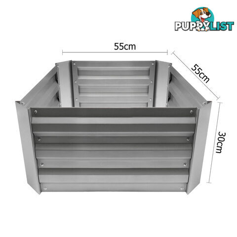 Galvanised Raised Garden Bed 55 x 55cm Aluminium White