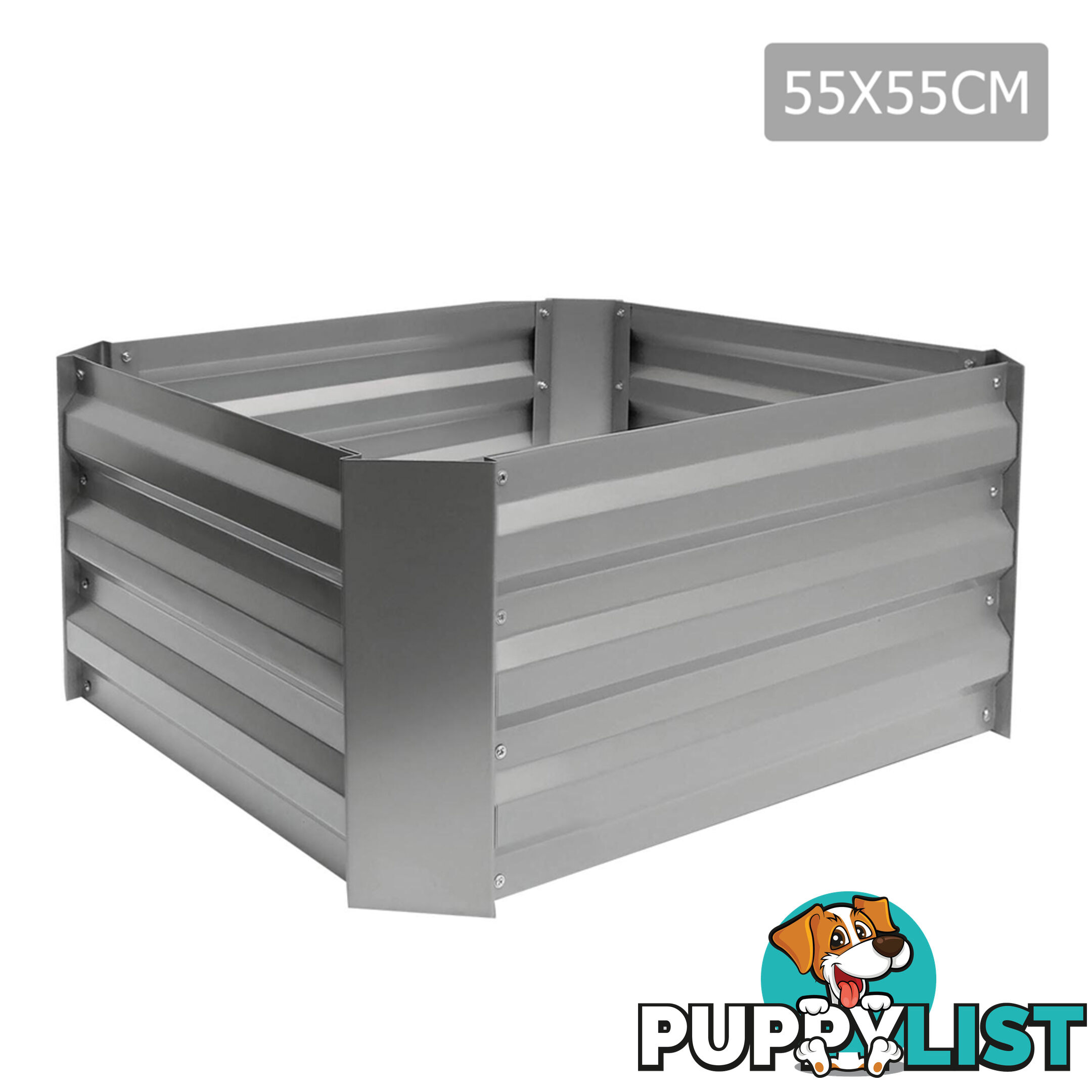 Galvanised Raised Garden Bed 55 x 55cm Aluminium White