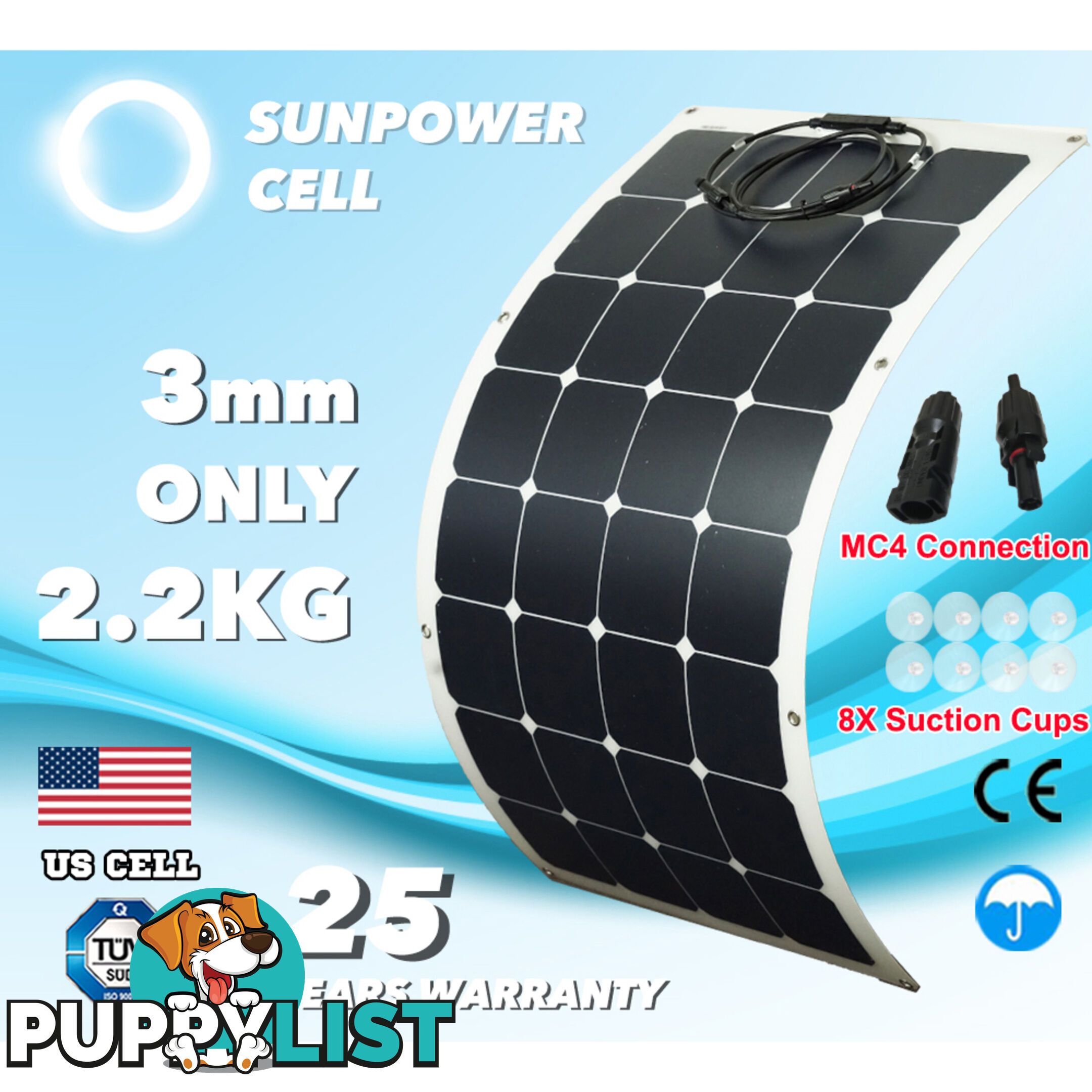 100W 12V FLEXIBLE SOLAR PANEL KIT GENERATOR CARAVAN CAMPING POWER MONO CHARGING