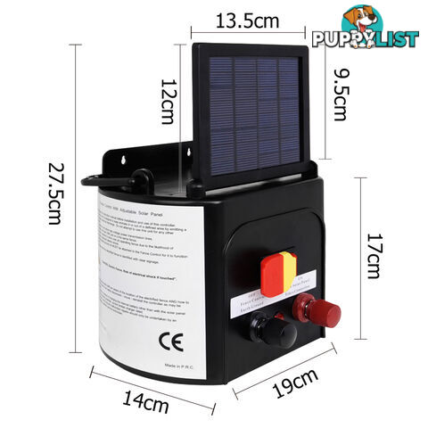 Solar Power 5Km Electric Fence Farm Animal Pet Energiser Energizer Charger 0.15J