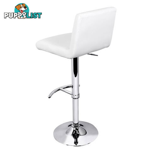 2 x PU Leather Gas Lift Bar Stool Kitchen Chair White