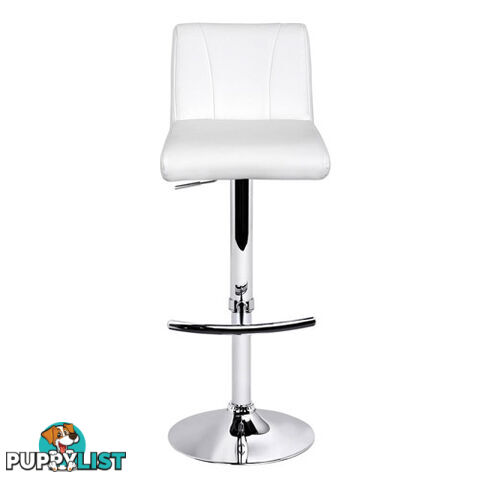 2 x PU Leather Gas Lift Bar Stool Kitchen Chair White