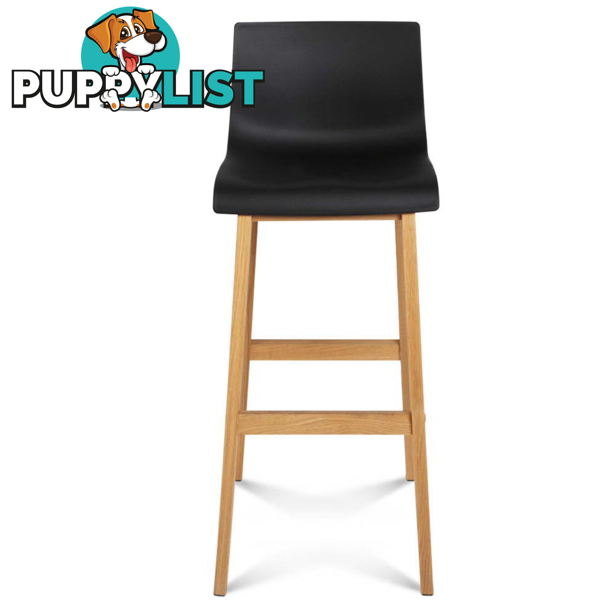 2 x High Seat Back Barstools Island Chair Black