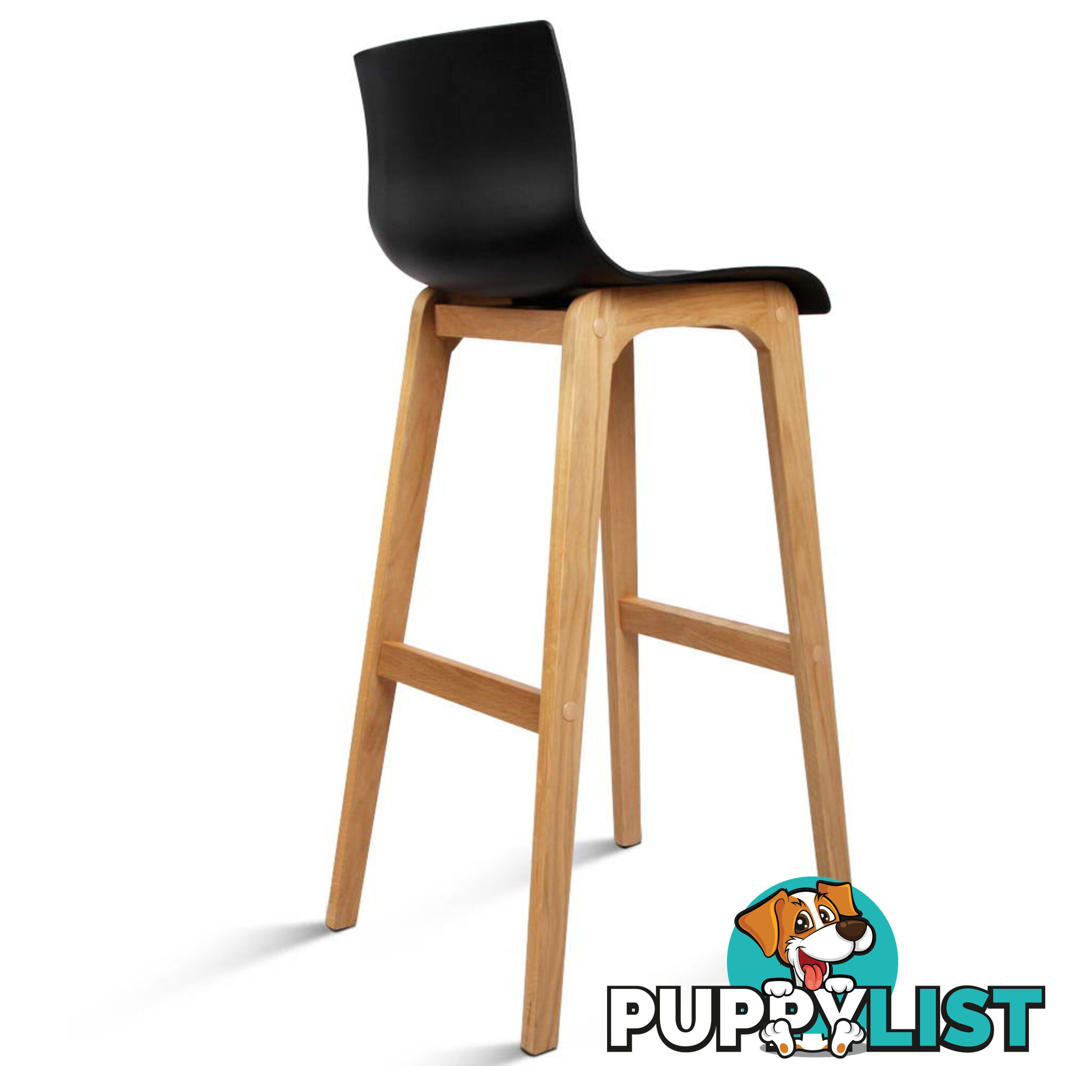 2 x High Seat Back Barstools Island Chair Black