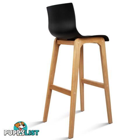 2 x High Seat Back Barstools Island Chair Black