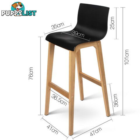 2 x High Seat Back Barstools Island Chair Black