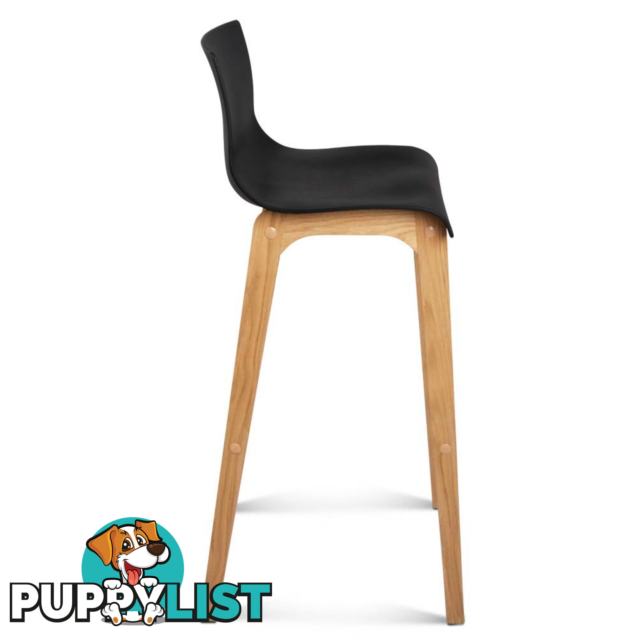 2 x High Seat Back Barstools Island Chair Black