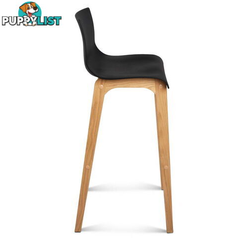 2 x High Seat Back Barstools Island Chair Black