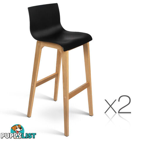 2 x High Seat Back Barstools Island Chair Black