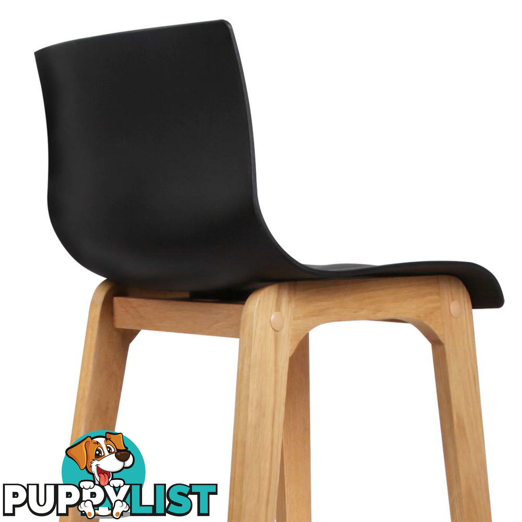 2 x High Seat Back Barstools Island Chair Black