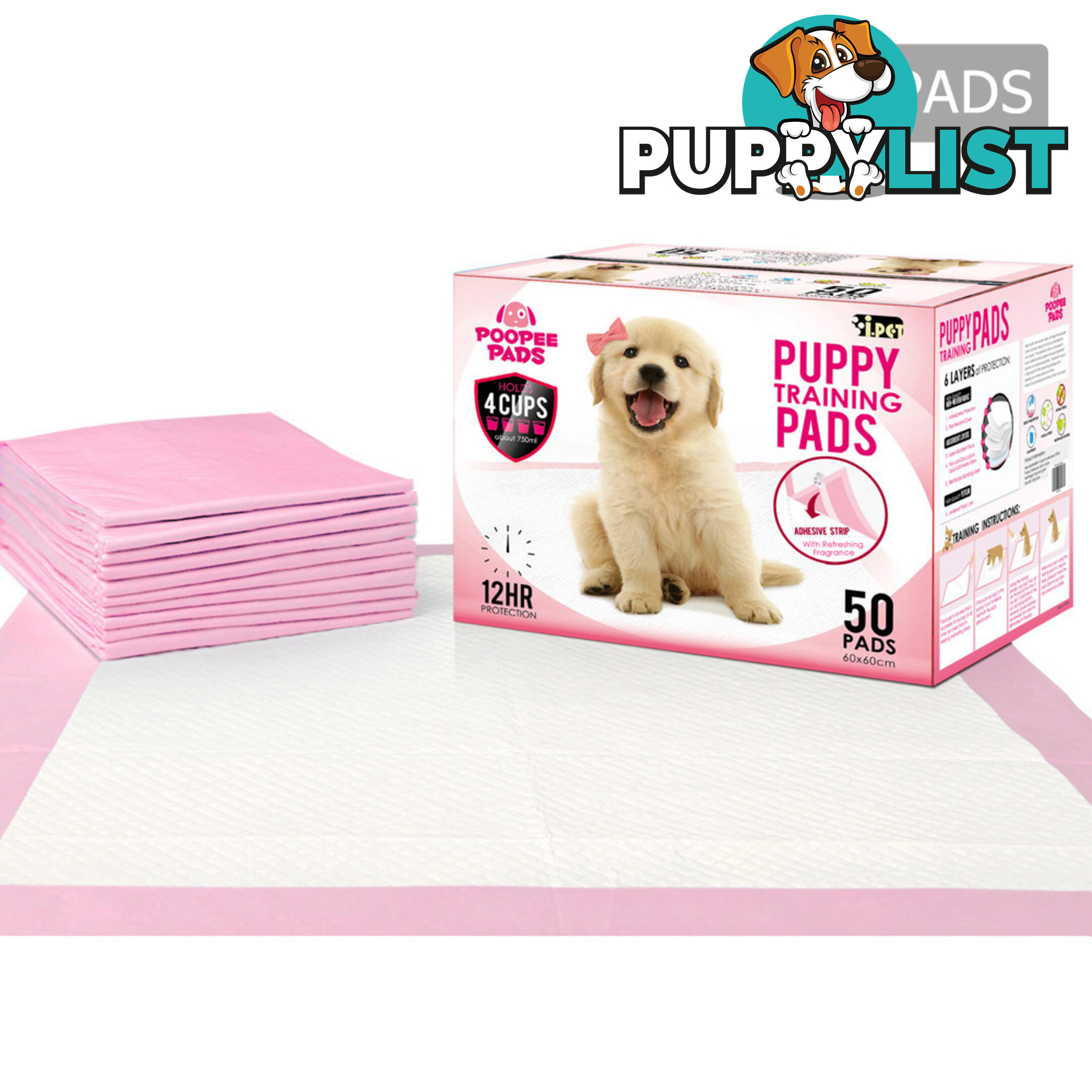 200 Puppy Toilet Pads Super Absorbent Pet Cat Dog Pee Potty Training Pad Pink