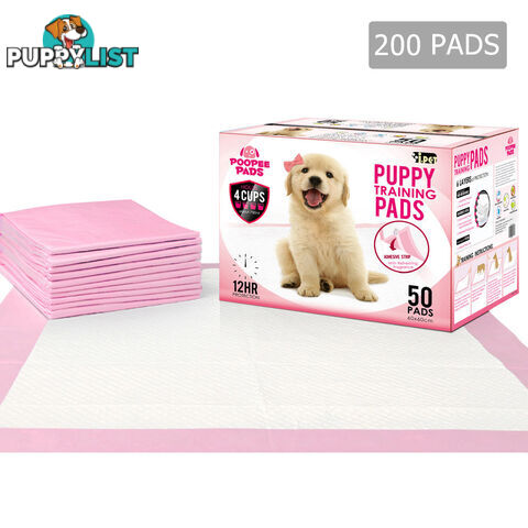 200 Puppy Toilet Pads Super Absorbent Pet Cat Dog Pee Potty Training Pad Pink