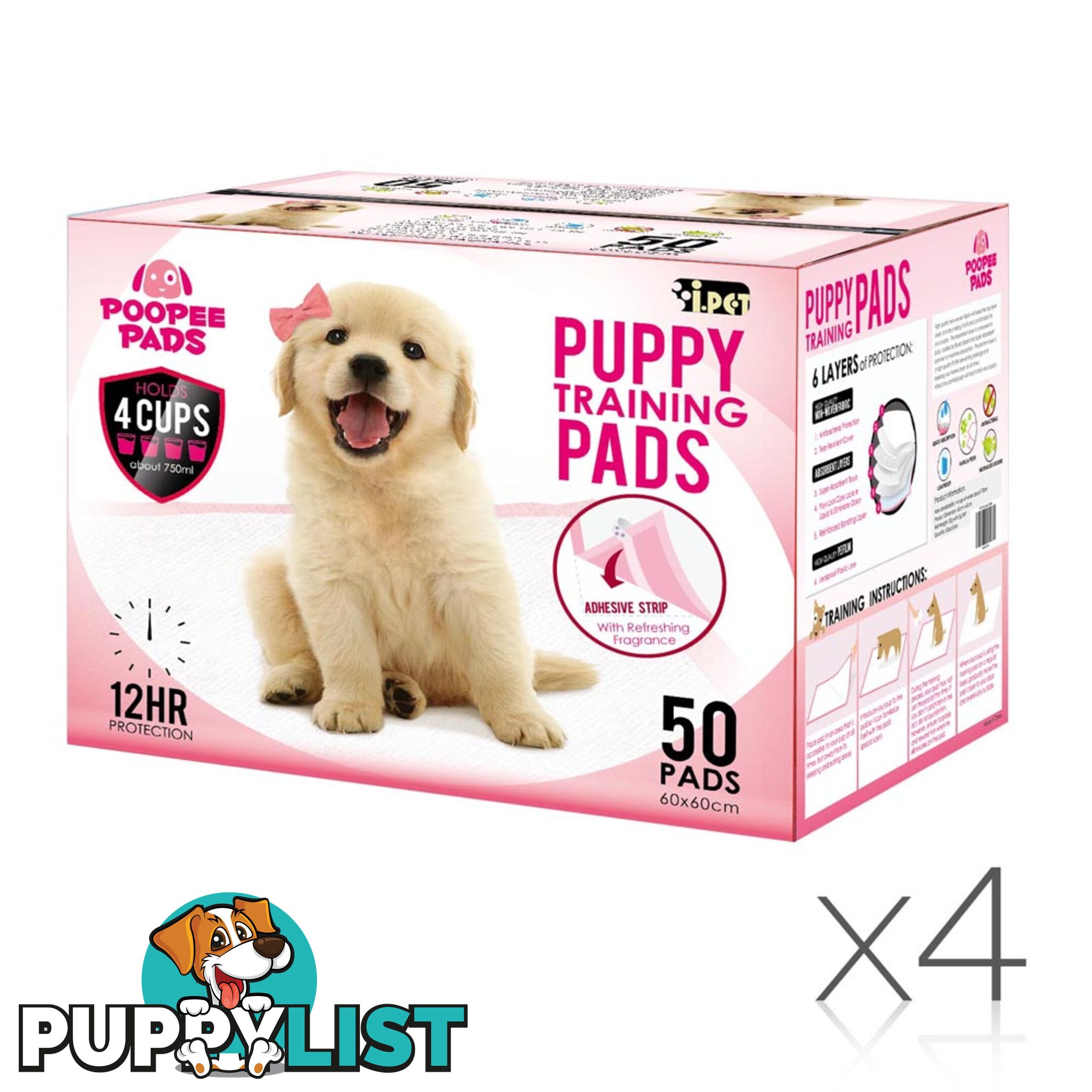 200 Puppy Toilet Pads Super Absorbent Pet Cat Dog Pee Potty Training Pad Pink