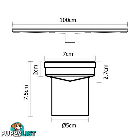 Heelguard Stainless Steel Shower Grate Waste Linear Bathroom Drain Floor 1000mm