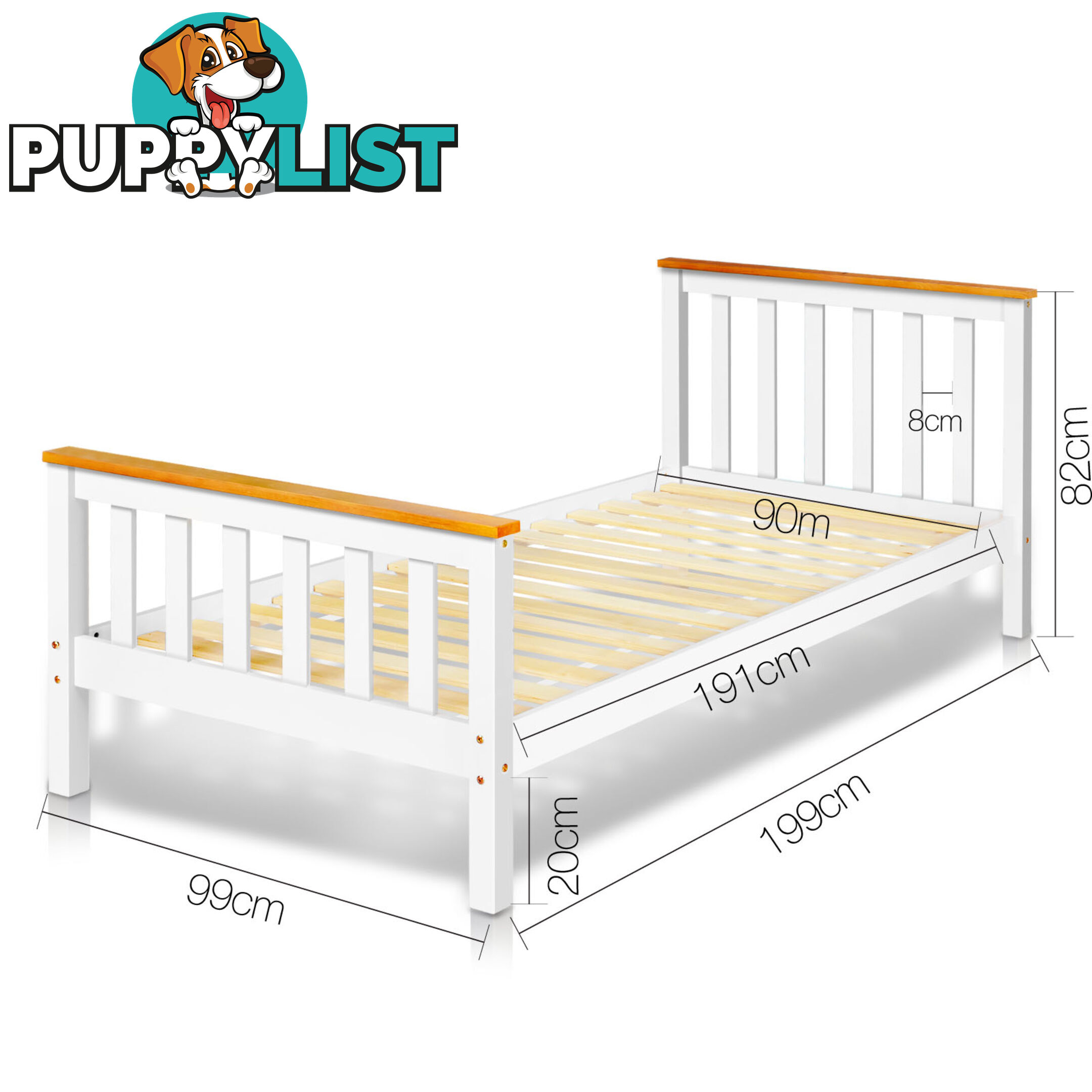 Pine Wood Single Bed Frame