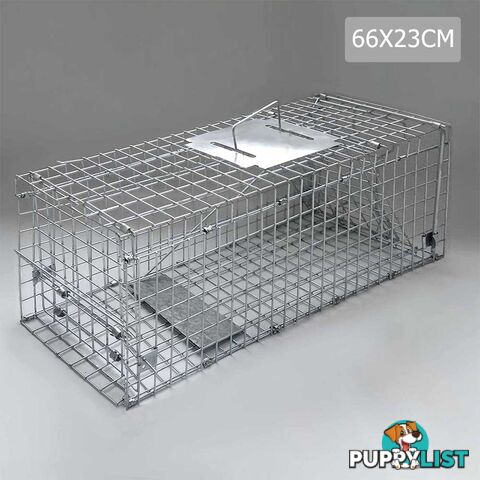 Large Humane Animal Trap Cage Possum Cat Rabbit Fox Koala Hare Catch 66 x 23cm