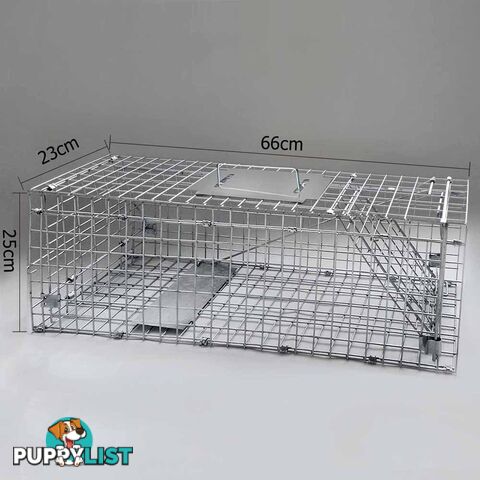 Large Humane Animal Trap Cage Possum Cat Rabbit Fox Koala Hare Catch 66 x 23cm