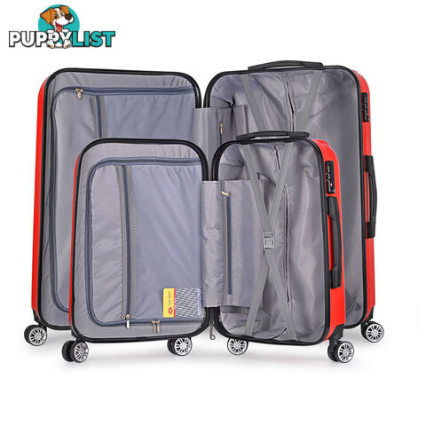 2PCS Luggage Set Hard Shell 4 Wheels Suitcase TSA Lock Travel Carry On Bag Red