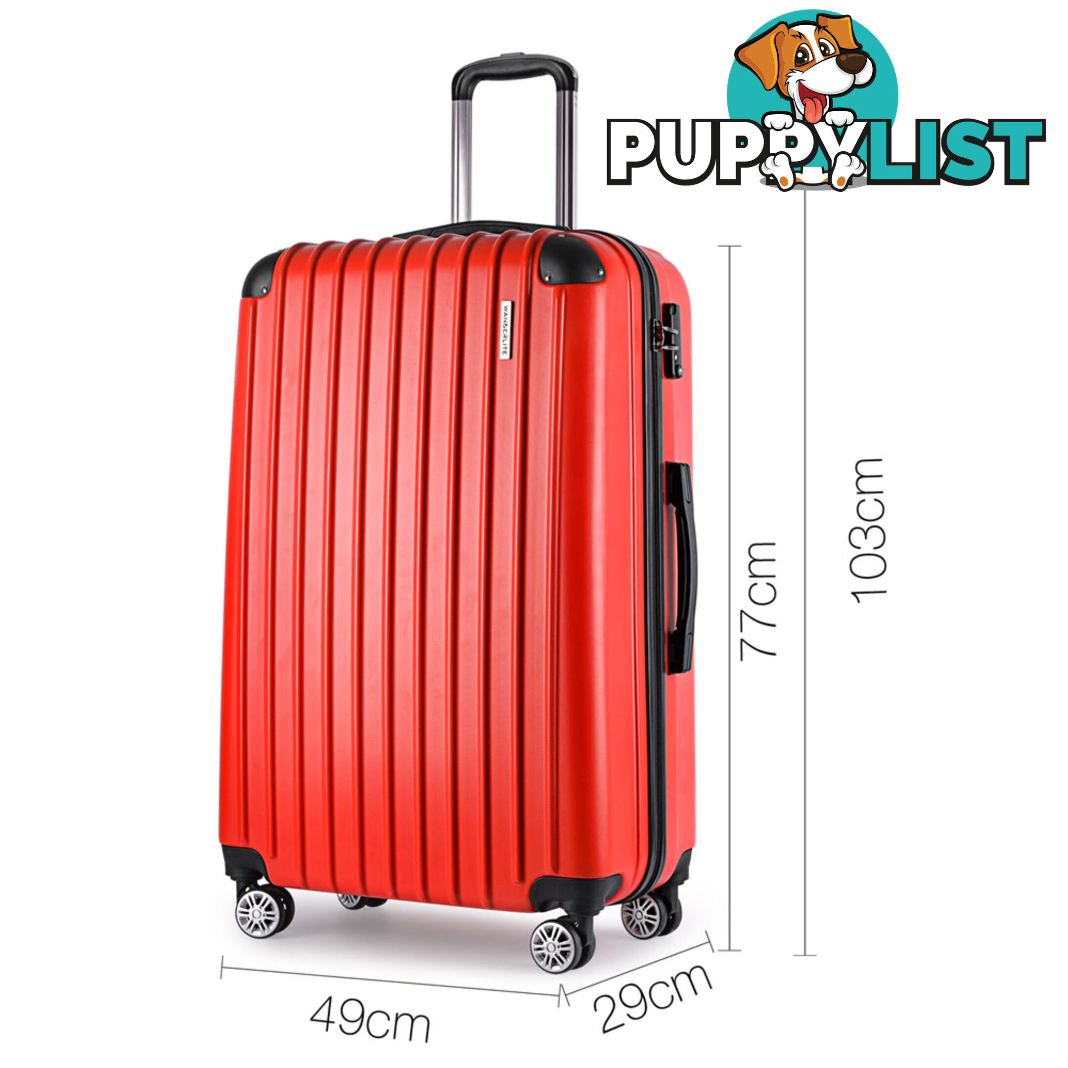 2PCS Luggage Set Hard Shell 4 Wheels Suitcase TSA Lock Travel Carry On Bag Red