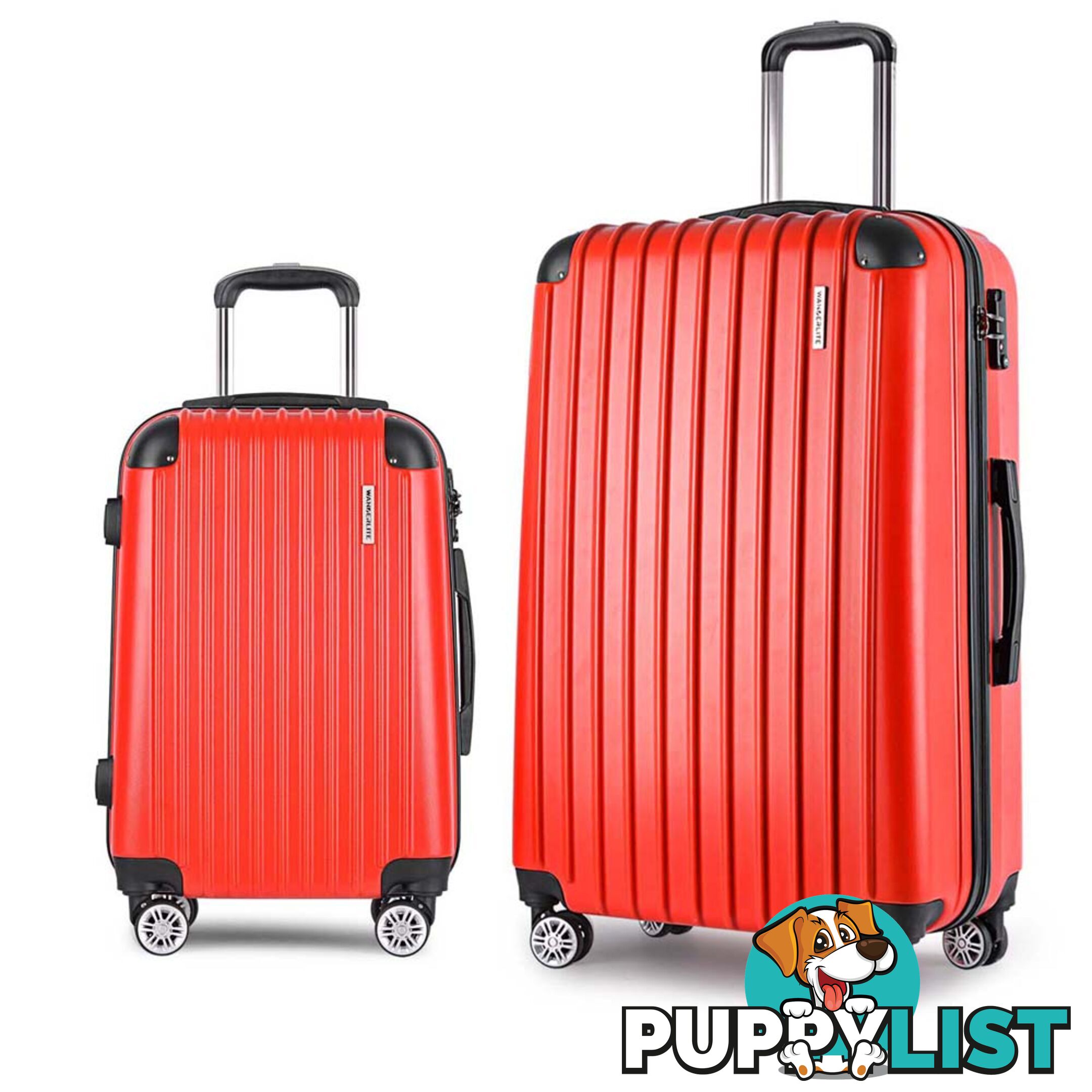 2PCS Luggage Set Hard Shell 4 Wheels Suitcase TSA Lock Travel Carry On Bag Red