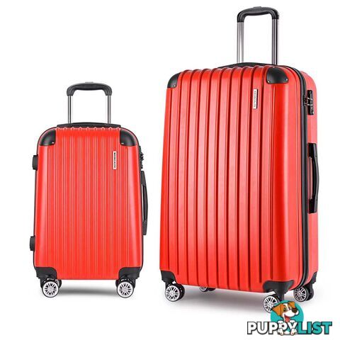 2PCS Luggage Set Hard Shell 4 Wheels Suitcase TSA Lock Travel Carry On Bag Red