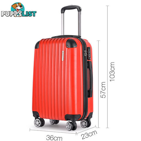 2PCS Luggage Set Hard Shell 4 Wheels Suitcase TSA Lock Travel Carry On Bag Red