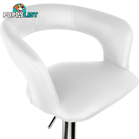 2 x White PU Leather Modern Bar Stool Kitchen Office Chair Gas Lift Barstools