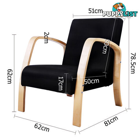 Birch Plywood Fabric Sofa Arm Chair Black