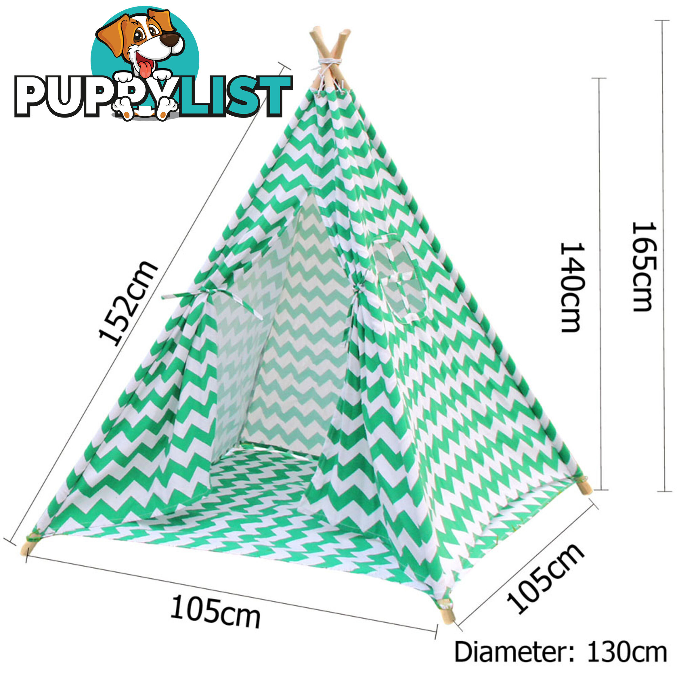 Kids Play Tent Canvas Teepee Pretend Playhouse Outdoor Indoor Tipi Green