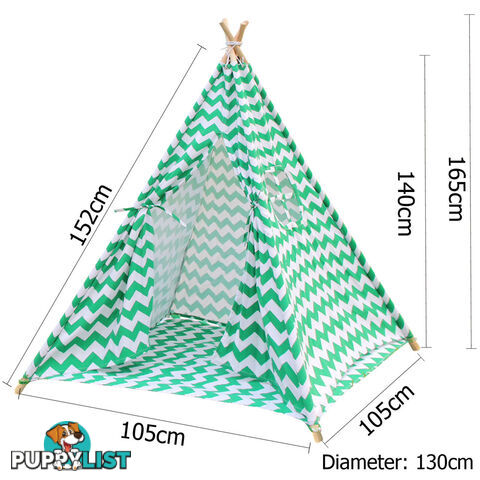 Kids Play Tent Canvas Teepee Pretend Playhouse Outdoor Indoor Tipi Green