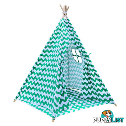 Kids Play Tent Canvas Teepee Pretend Playhouse Outdoor Indoor Tipi Green