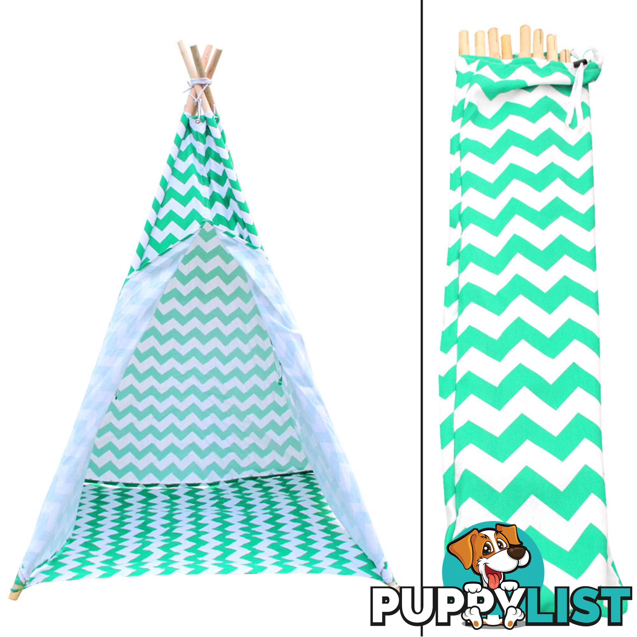 Kids Play Tent Canvas Teepee Pretend Playhouse Outdoor Indoor Tipi Green