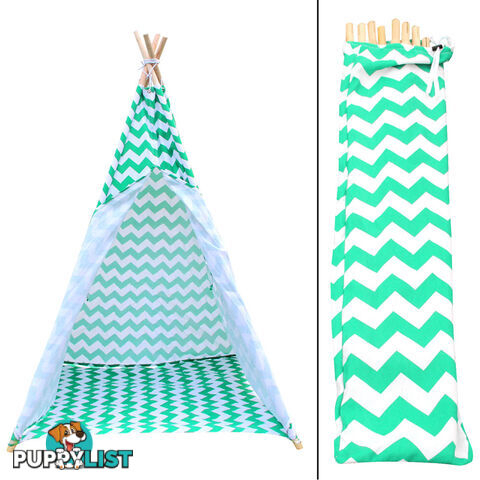 Kids Play Tent Canvas Teepee Pretend Playhouse Outdoor Indoor Tipi Green