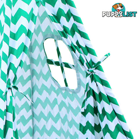 Kids Play Tent Canvas Teepee Pretend Playhouse Outdoor Indoor Tipi Green