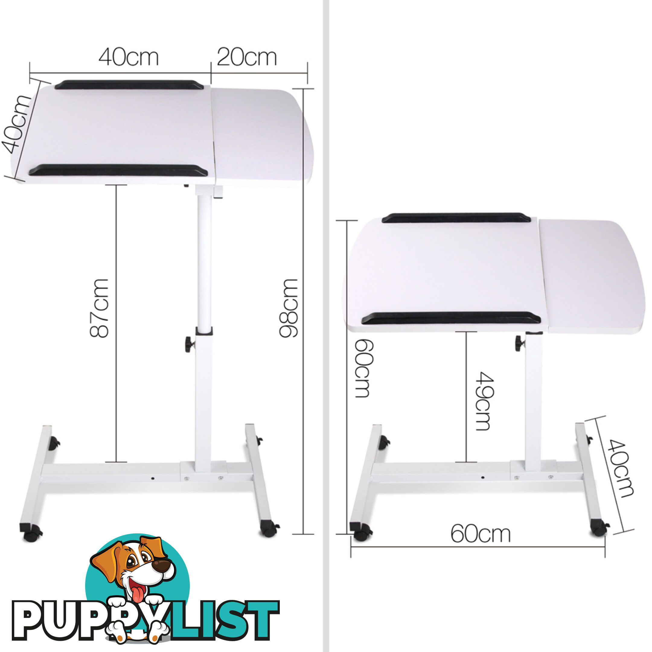 Rotating Mobile Laptop Adjustable Desk White