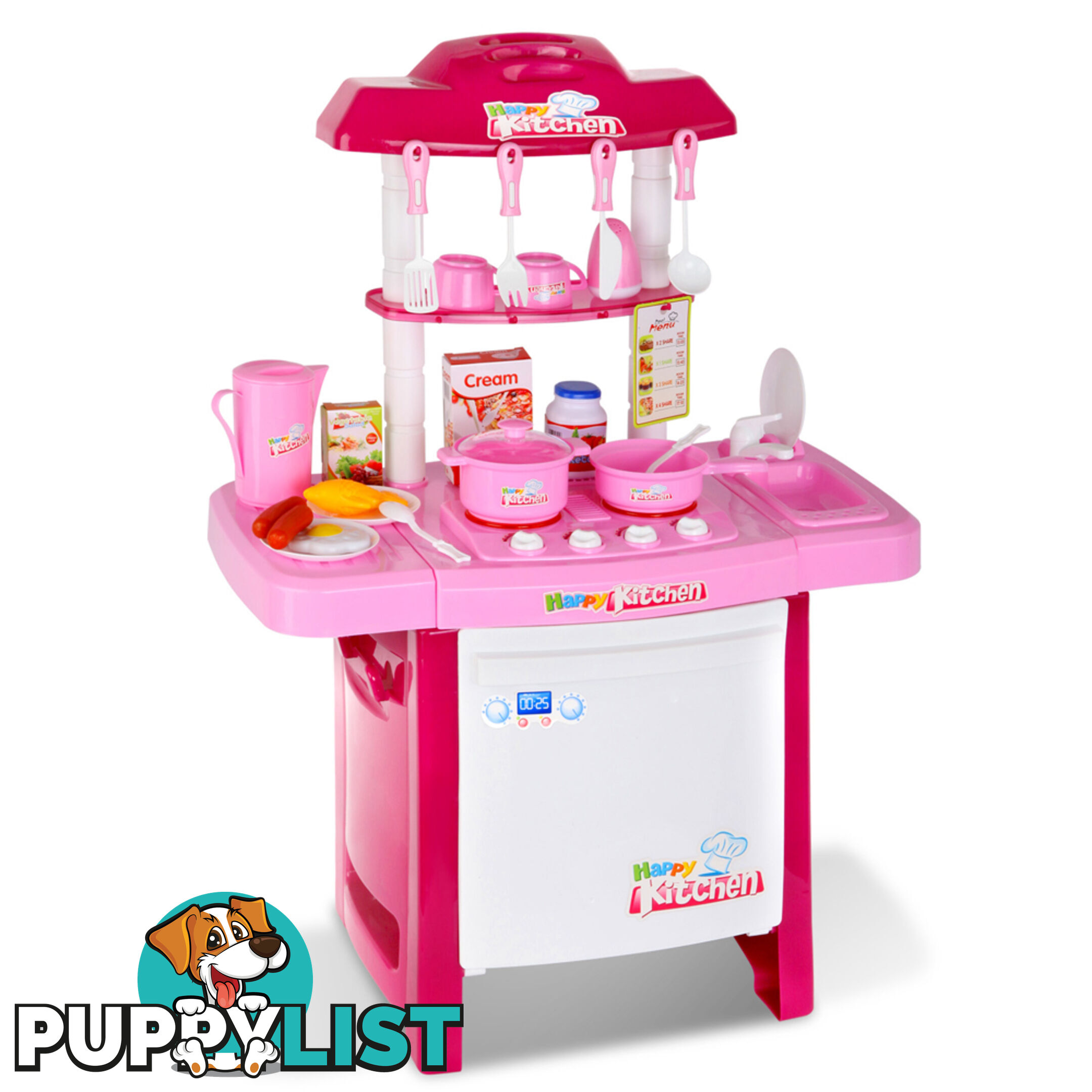 25Piece Kids Play Set Children Mini Kitchen Pretend Little Chef Cooking Toy Pink