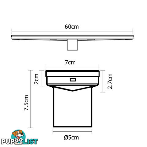 Stainless Steel Tile Insert Shower Grate Drain Bathroom Waste Linear Floor 60cm