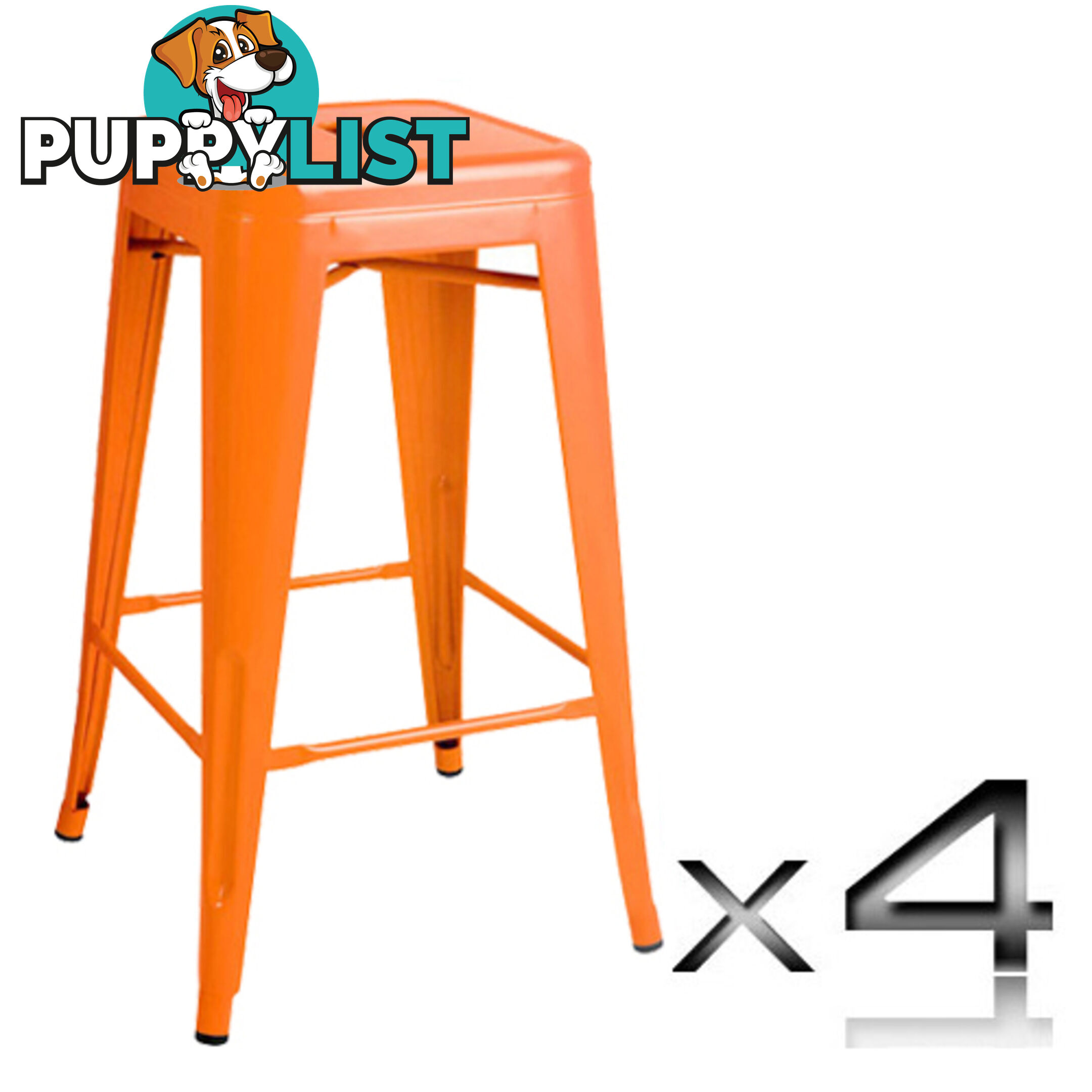 Set of 4 Replica Tolix Kitchen Bar Stool 66cm Orange