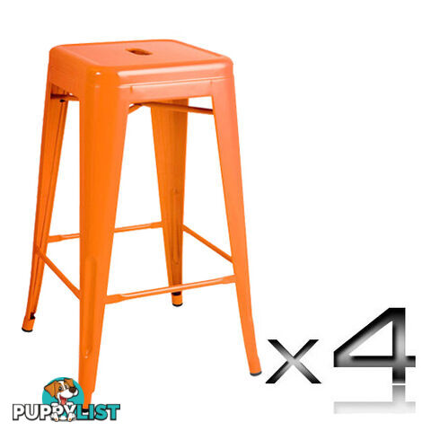 Set of 4 Replica Tolix Kitchen Bar Stool 66cm Orange