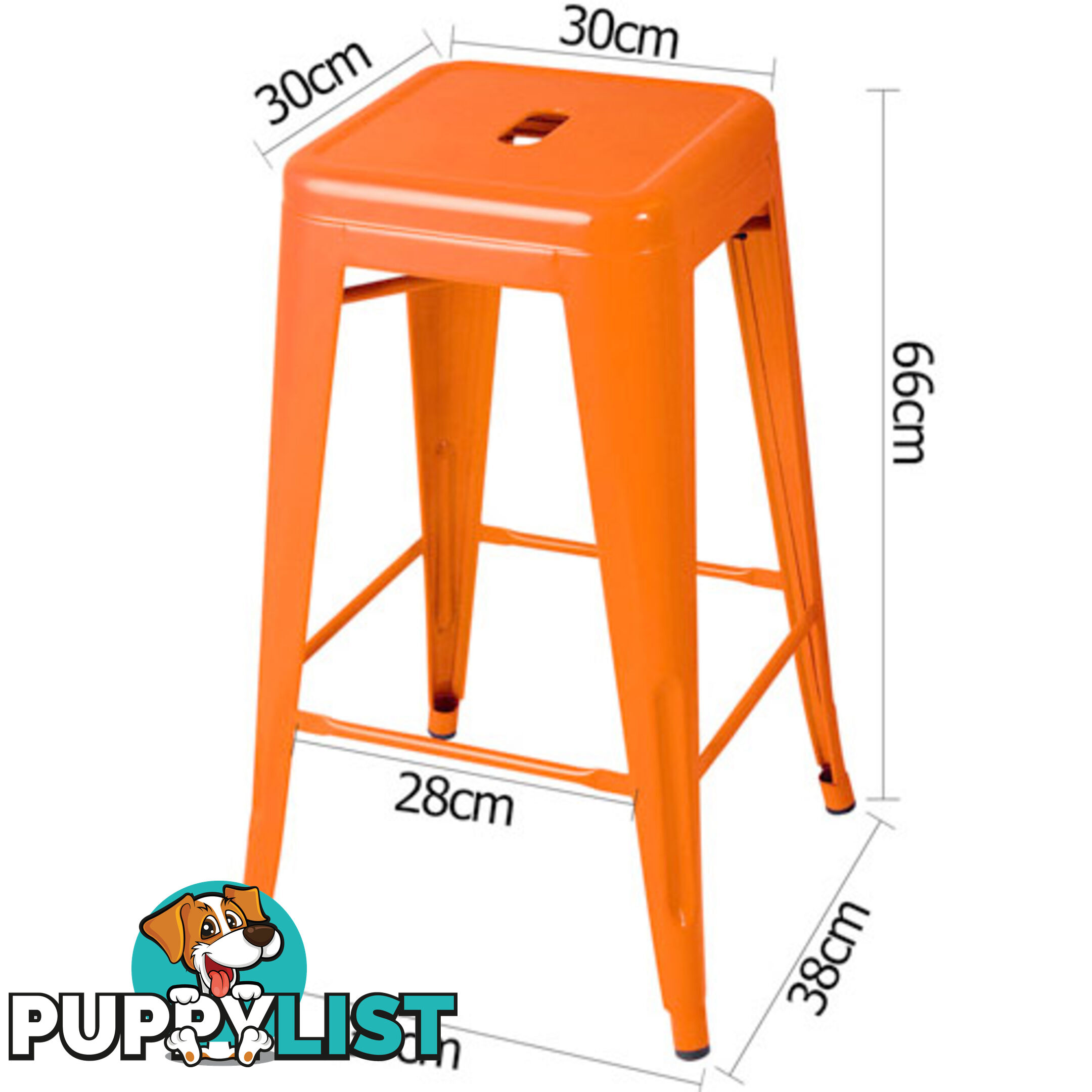 Set of 4 Replica Tolix Kitchen Bar Stool 66cm Orange