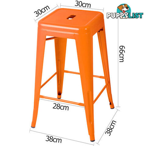 Set of 4 Replica Tolix Kitchen Bar Stool 66cm Orange