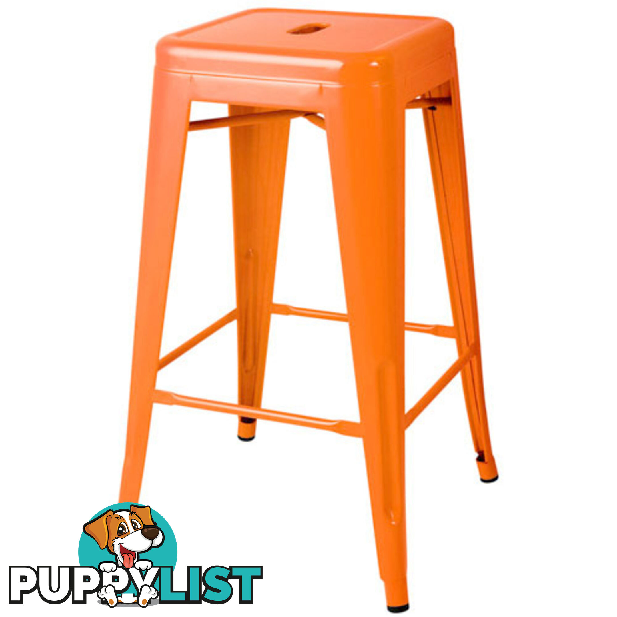 Set of 4 Replica Tolix Kitchen Bar Stool 66cm Orange