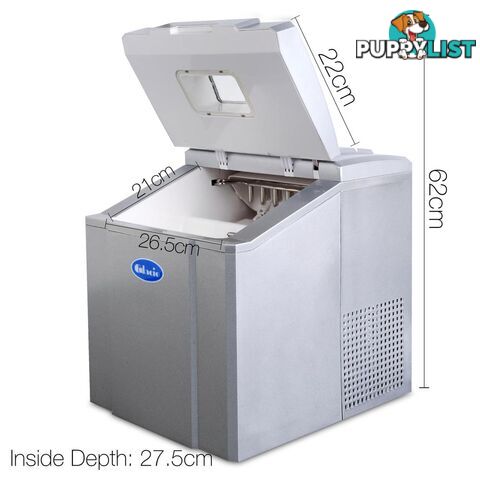 3.2L Ice Cube Maker Machine 20kg Home Commercial Portable Auto Ice Making Silver