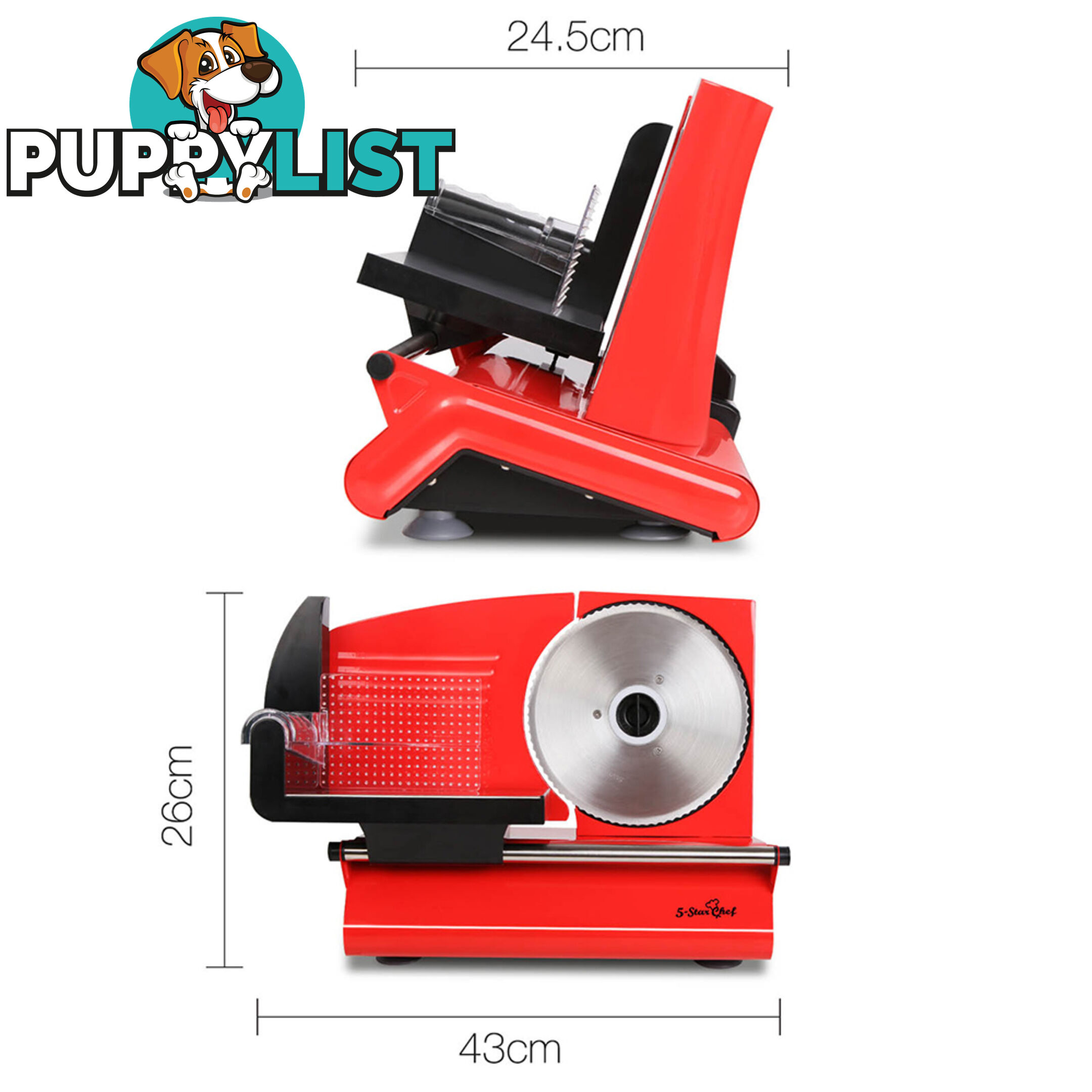 150W Electric Meat Slicer Ham Deli Cheese Bread Stainless Steel Blade Red