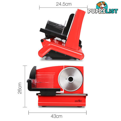 150W Electric Meat Slicer Ham Deli Cheese Bread Stainless Steel Blade Red