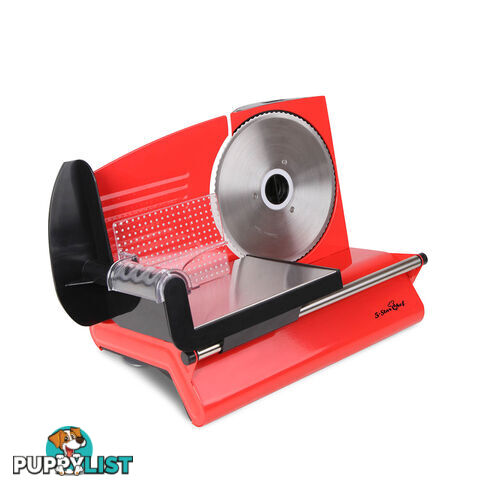 150W Electric Meat Slicer Ham Deli Cheese Bread Stainless Steel Blade Red