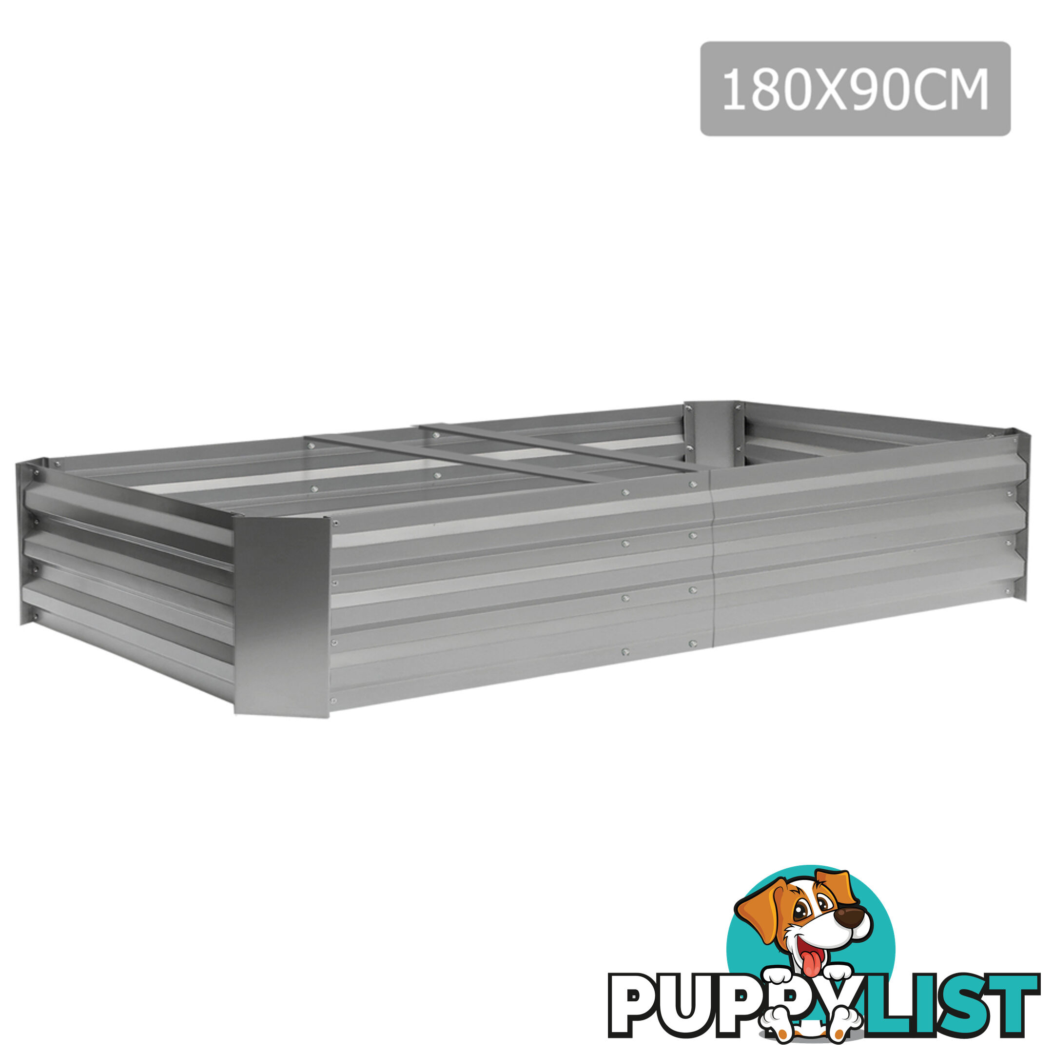 Galvanised Raised Garden Bed 180 x 90cm Aluminium White